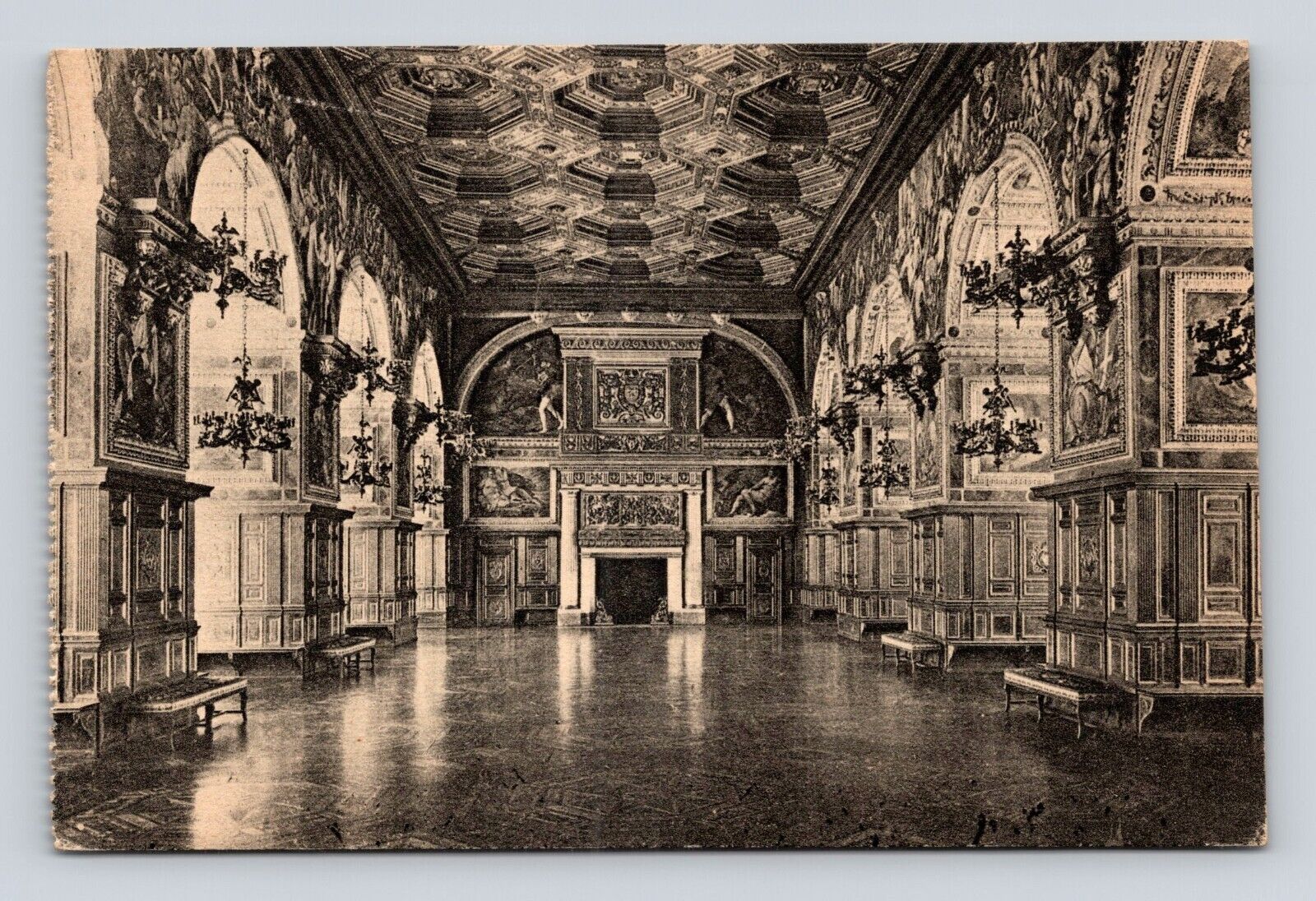Antique Old Postcard FONTAINEBLEAU PALACE HENRY II GALLERY c1910
