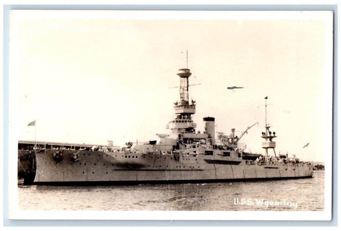 c1940's U.S.S. Wyoming Battleship US Navy WWII View RPPC Photo Postcard