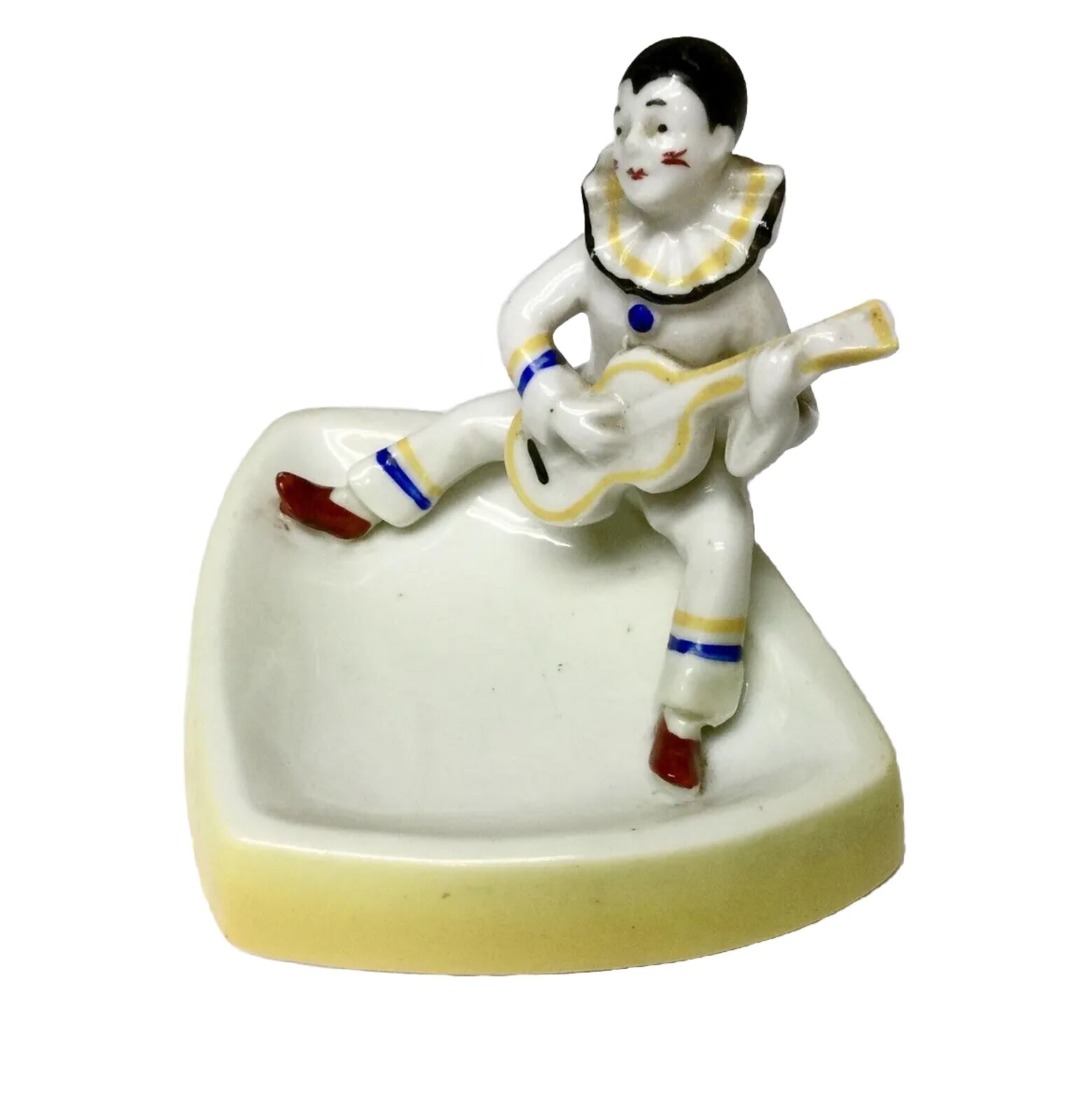 Bavarian Trinket Dish Pierrot Harlequin Clown Mandolin Porcelain