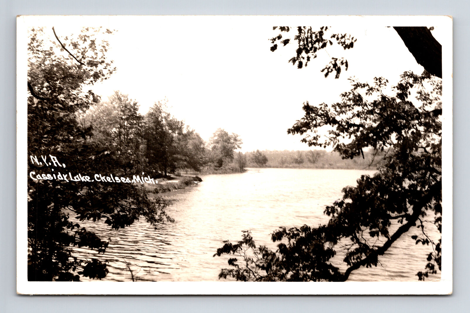 c1951 RPPC Chelsea Michigan MI Scenic View of Cassidy Lake Postcard