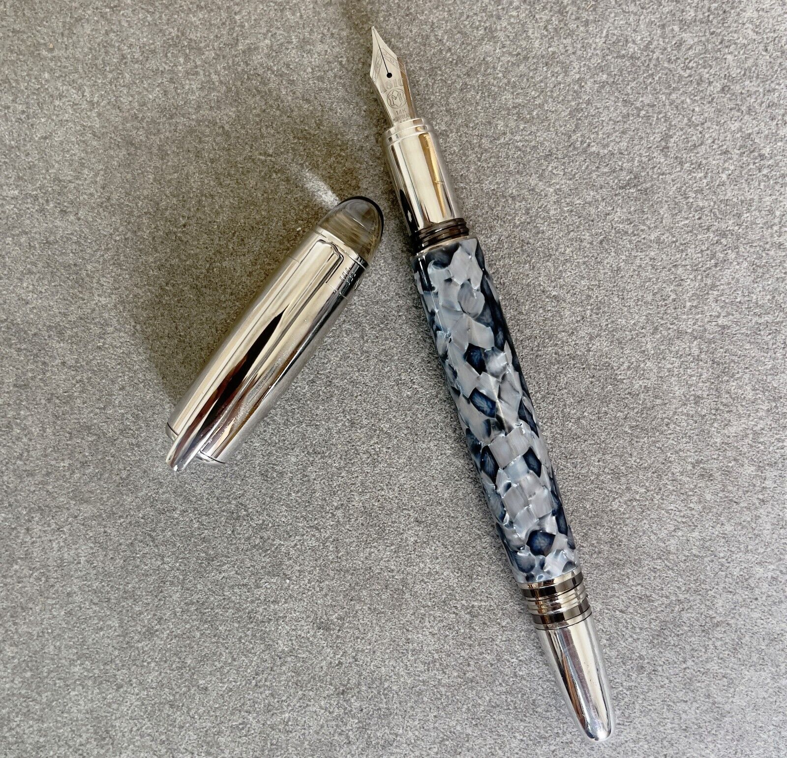 Deluxe Crystal Head S.Walker Series Black Silver + Steel Color Fountain Pen #5