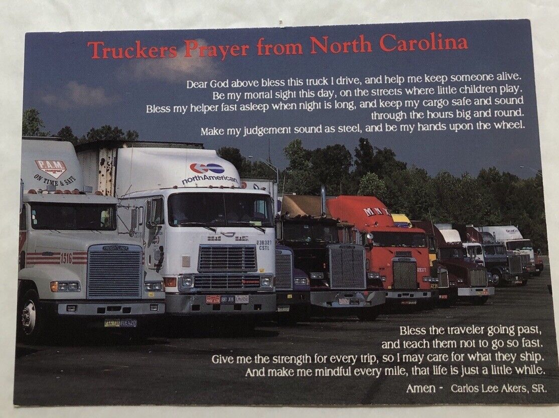 Truckers Prayer From North Carolina. Postcard (N2)
