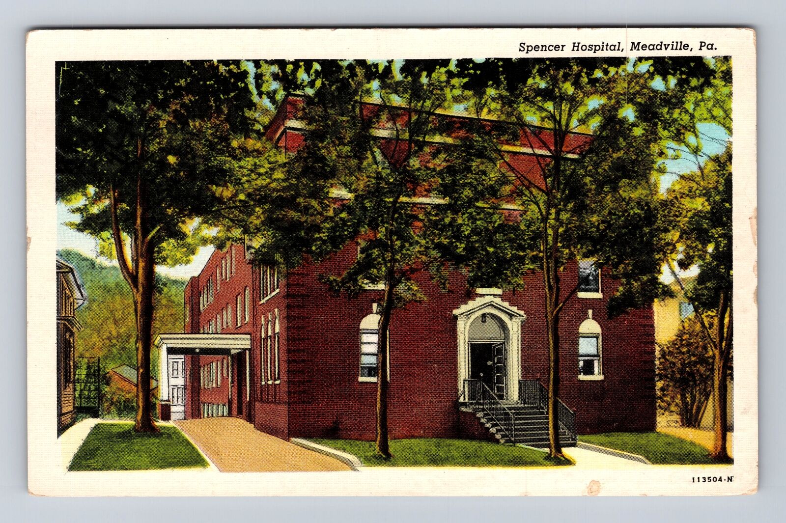 Meadville PA-Pennsylvania, Spencer Hospital, Antique Vintage c1962 Postcard