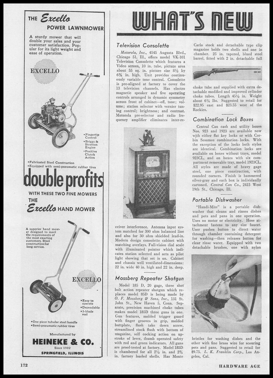 1947 Heineke & Co Springfield Illinois Excello Power Lawn Mower Vintage Print Ad