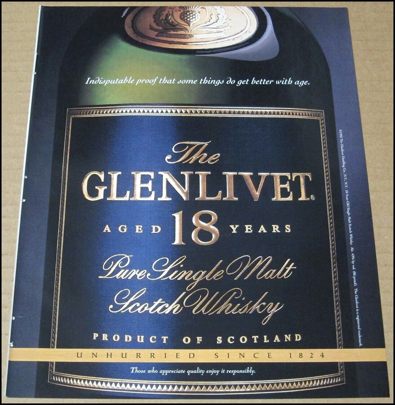 1994 The Glenlivet Malt Scotch Whisky Print Ad Vintage Advertisement Scotland