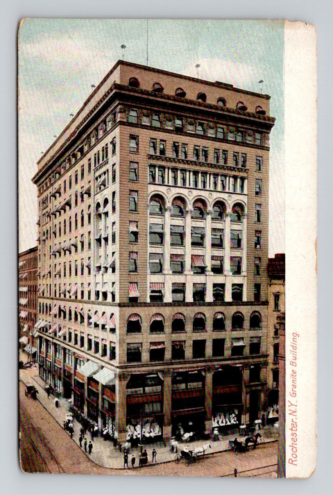 Postcard Granite Building in Rochester New York NY, Antique N2