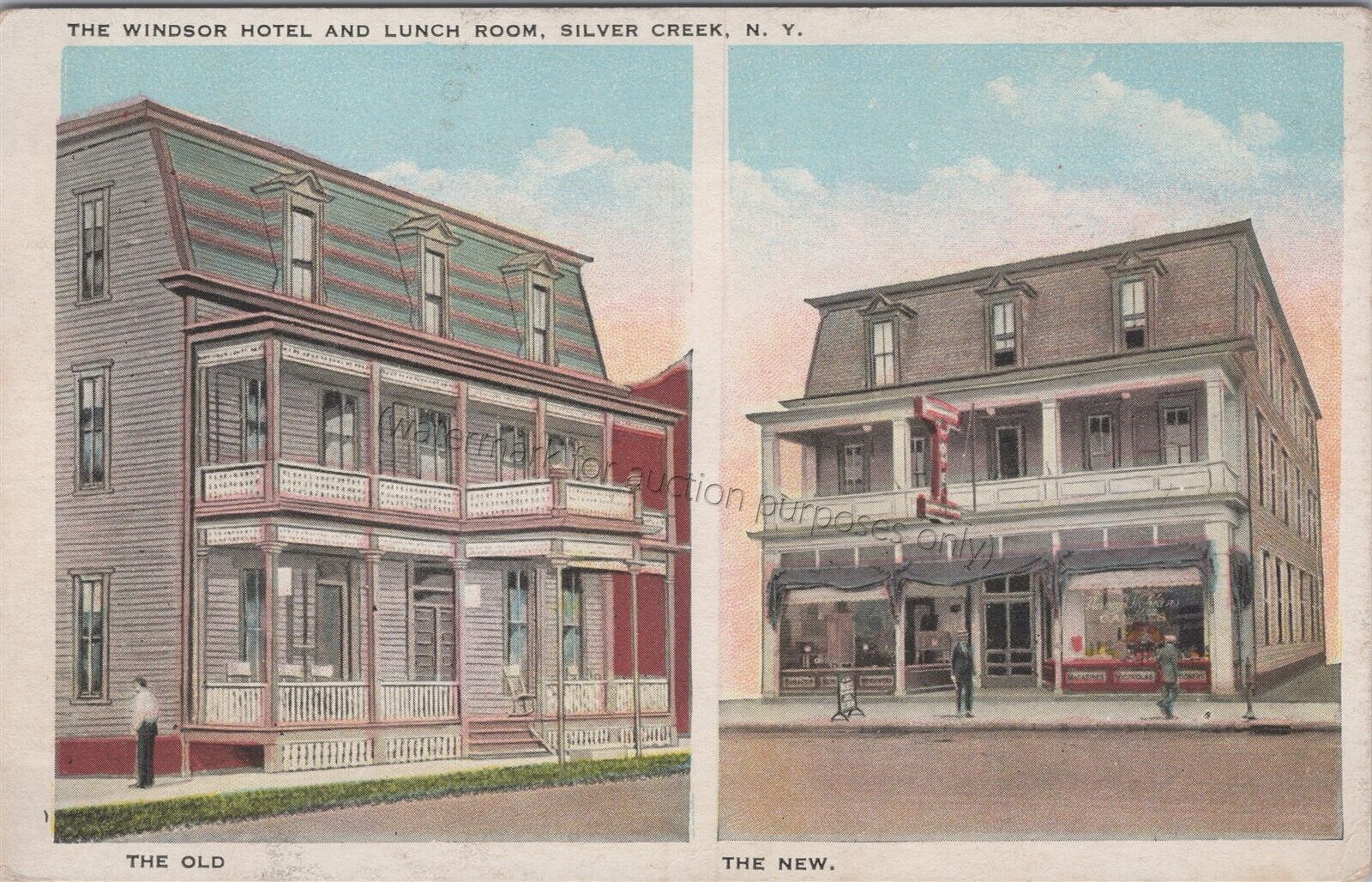 Silver Creek, NY: Windsor Hotel and Lunch Room - Vintage New York Postcard