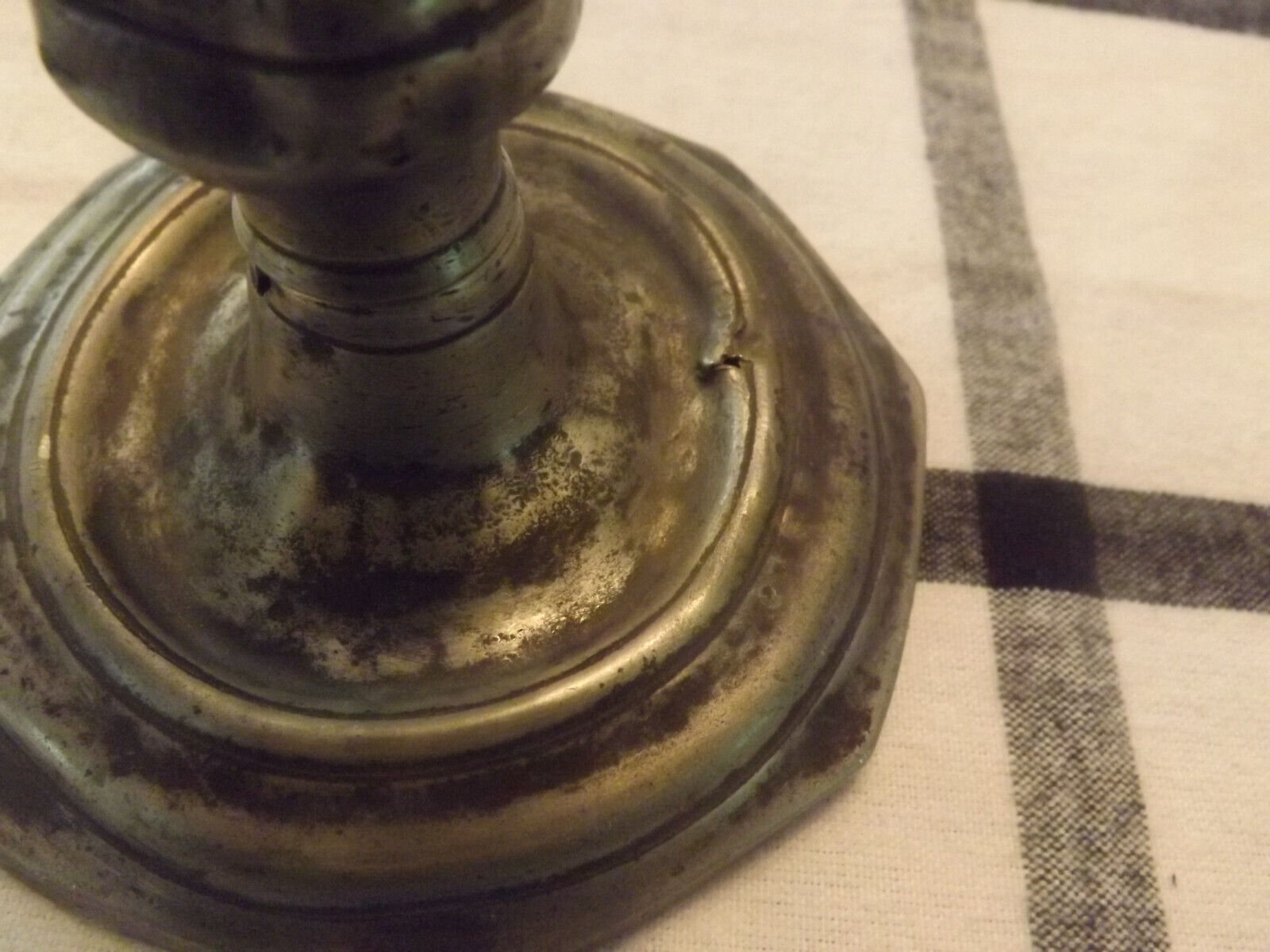 Primative pewter candle holder 1690's