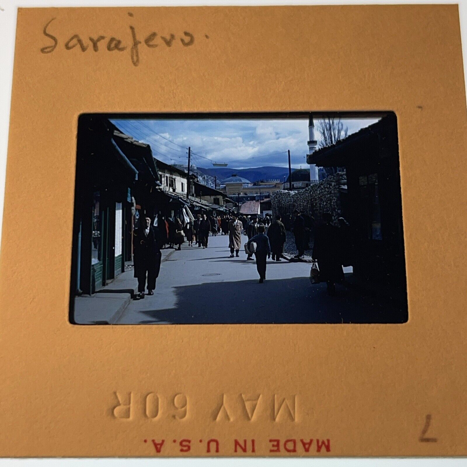Sarajevo Street Scene Market 1960 Vintage Balkans Original Photo 35mm slide