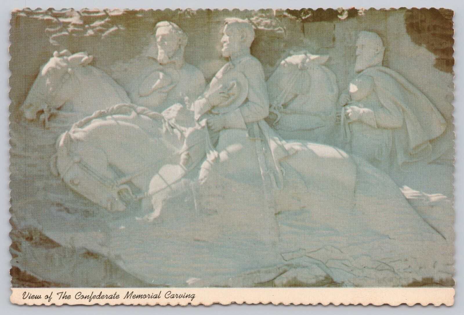 Confederate Memorial Carving Jefferson Davis Stone Mountain GA Georgia Postcard