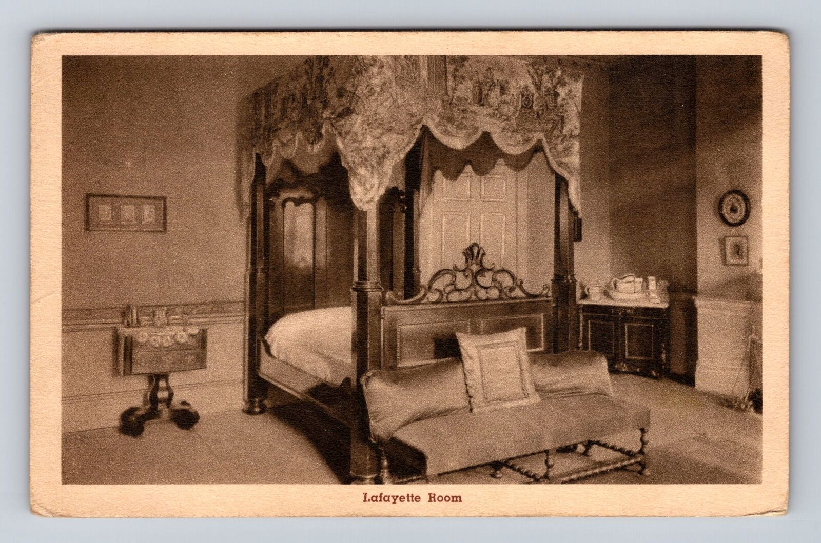 New Geneva PA-Pennsylvania, Home of Albert Gallatin, Bedroom Vintage Postcard