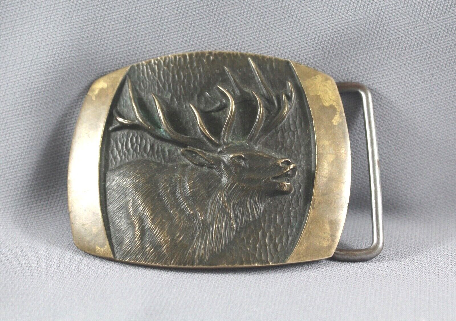 Elk Solid Bronze Belt Buckle S.L. Knight Shallizar 1978 Mens Large 3\