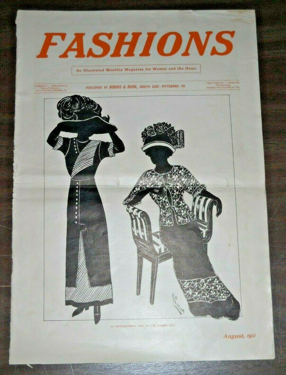 Antique FASHIONS Magazine - Boggs & Buhl Pittsburgh PA - August 1912