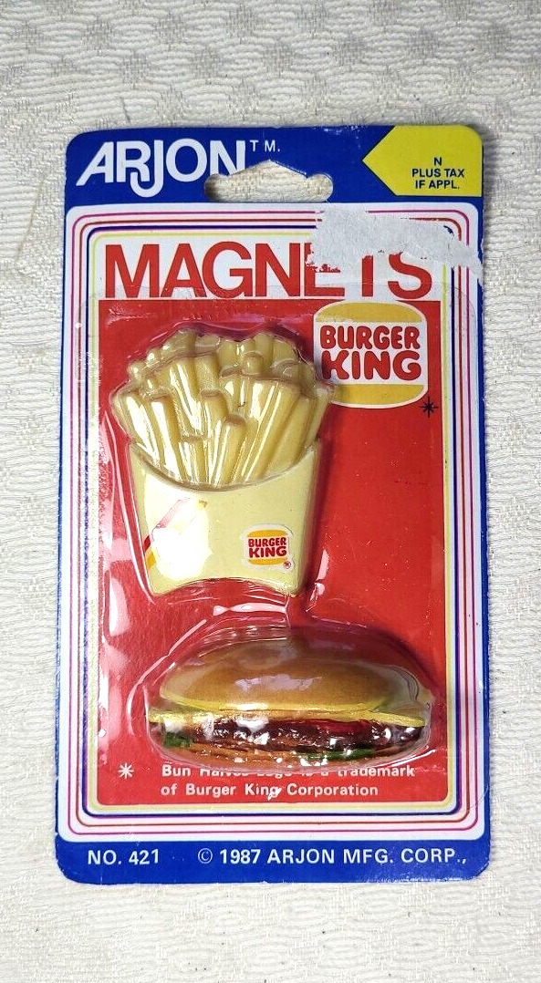 Vintage 1987 Burger King Magnets Fries Cheeseburger Arjon NOS Hong Kong