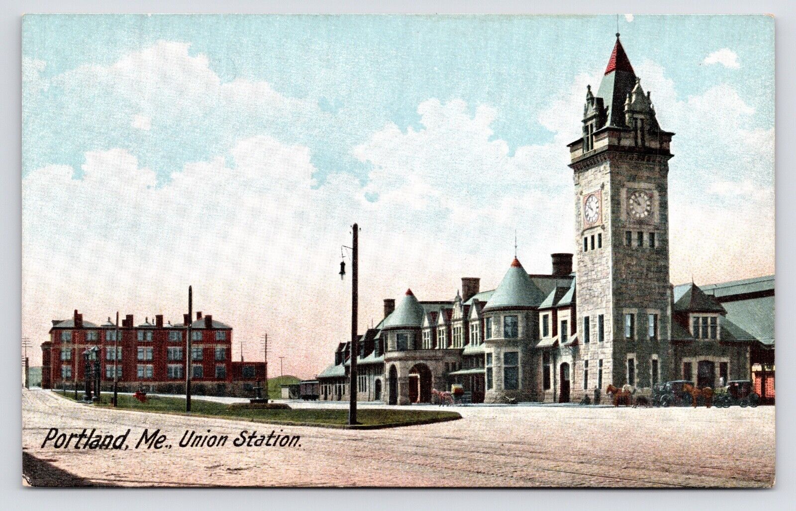 1900s~Portland Maine ME~Union Station~Boston & Maine Railroad~RR Postcard