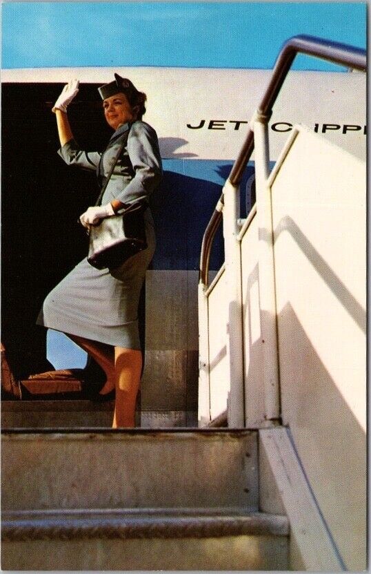 c1960s W. Palm Beach, Florida Postcard PAN AMERICAN TECHNICAL SCHOOLS Stewardess