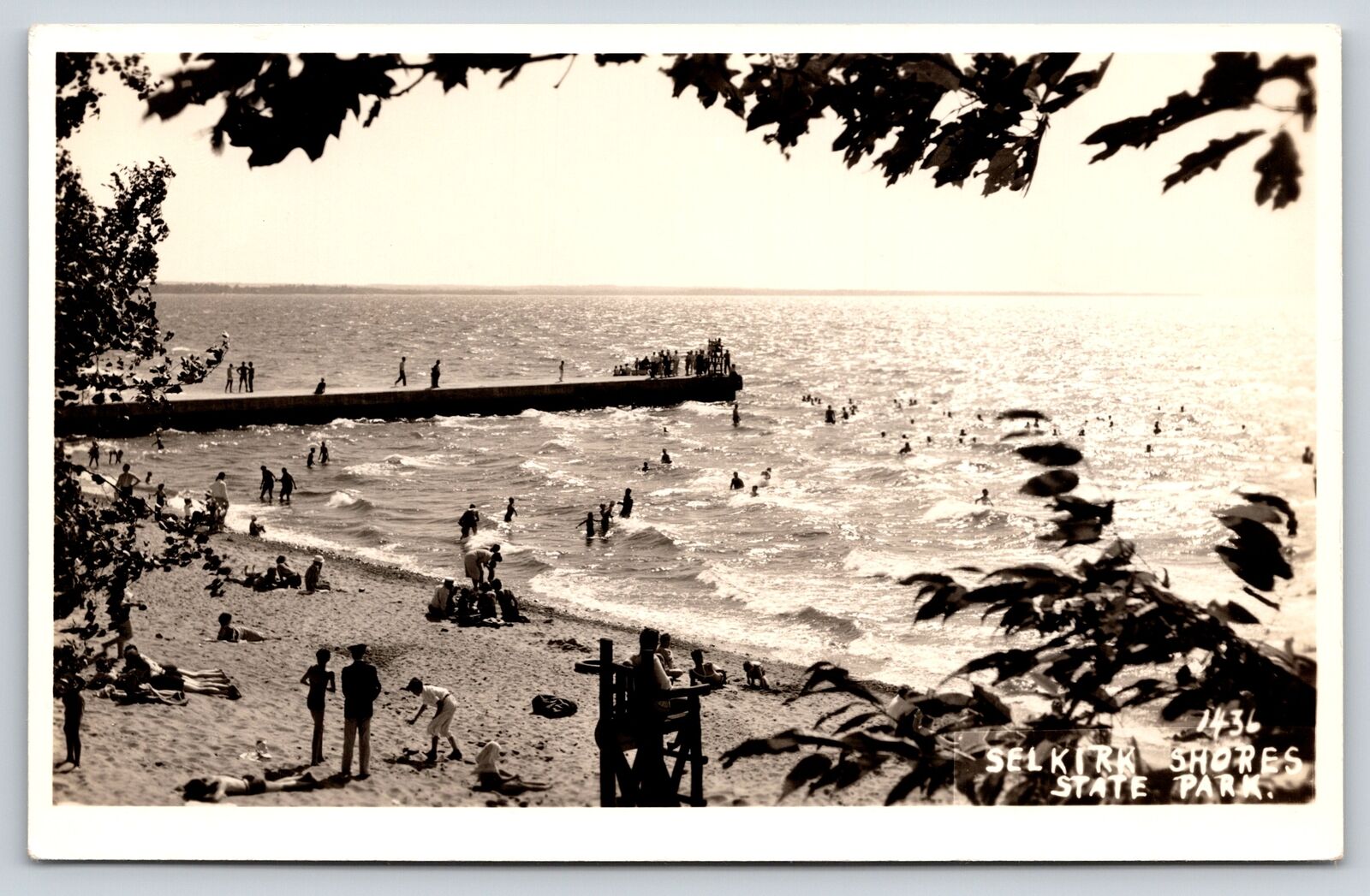 Pulaski New York~Beach Scene At Selkirk Shores State Park~1940s RPPC