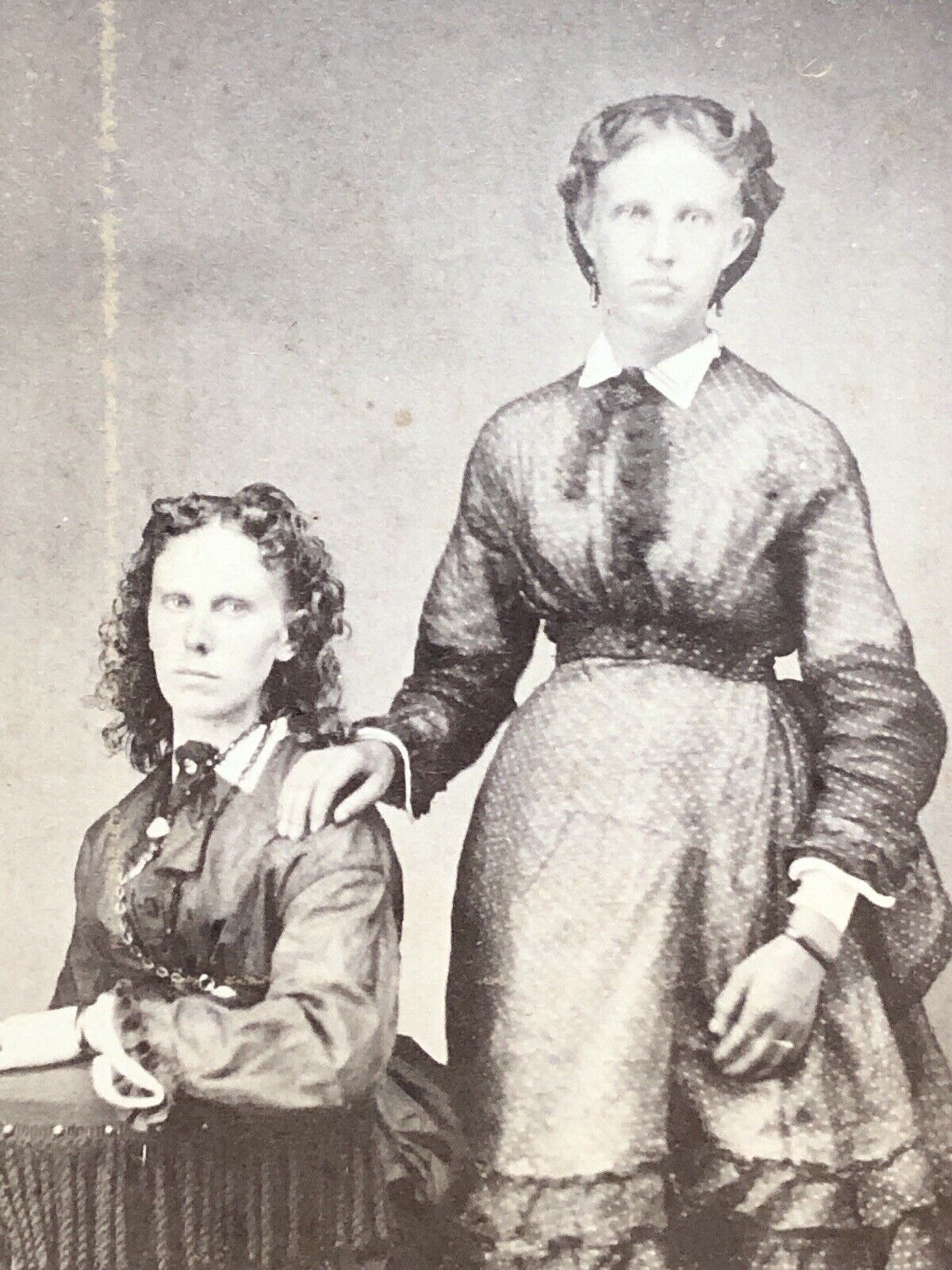 C. 1870 CDV, Portrait Sisters or Girlfriends from Waynesburg PA by Roberts