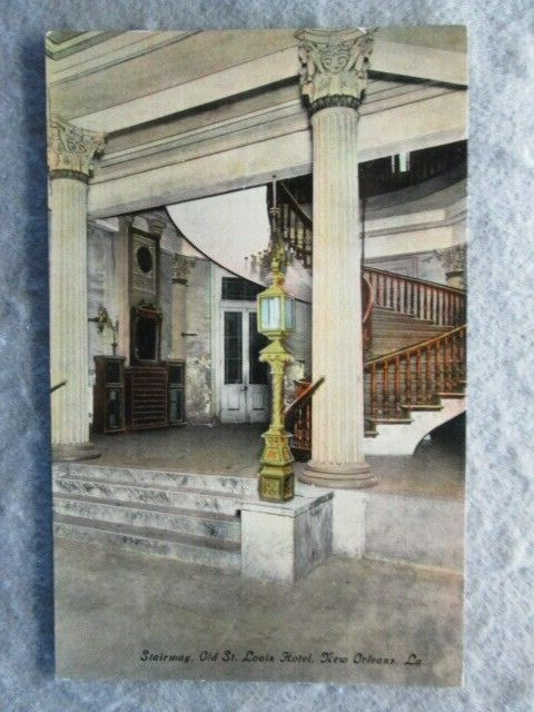 Antique Stairway, Old St. Louis Hotel, New Orleans, Louisiana Postcard