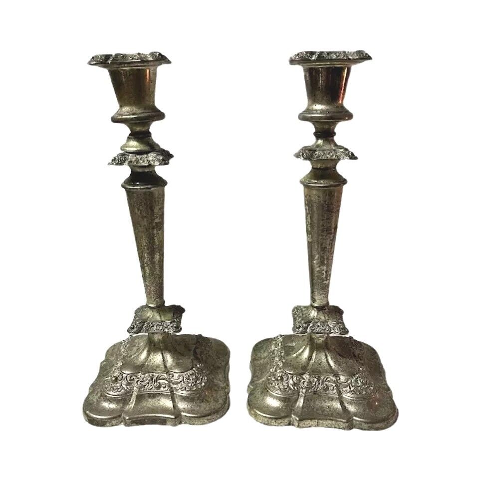 Wagner Huster England Enzino Antique Candle Holders Pair Candlesticks Art Deco