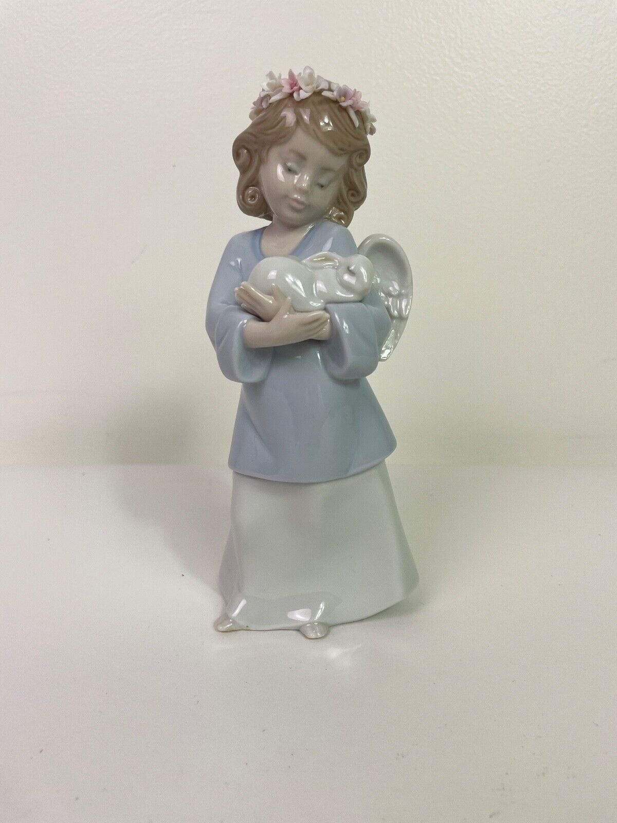 LLADRO Heavenly Love Angel With Bunny Fine Porcelain Glazed Figurine #6856 NIB 
