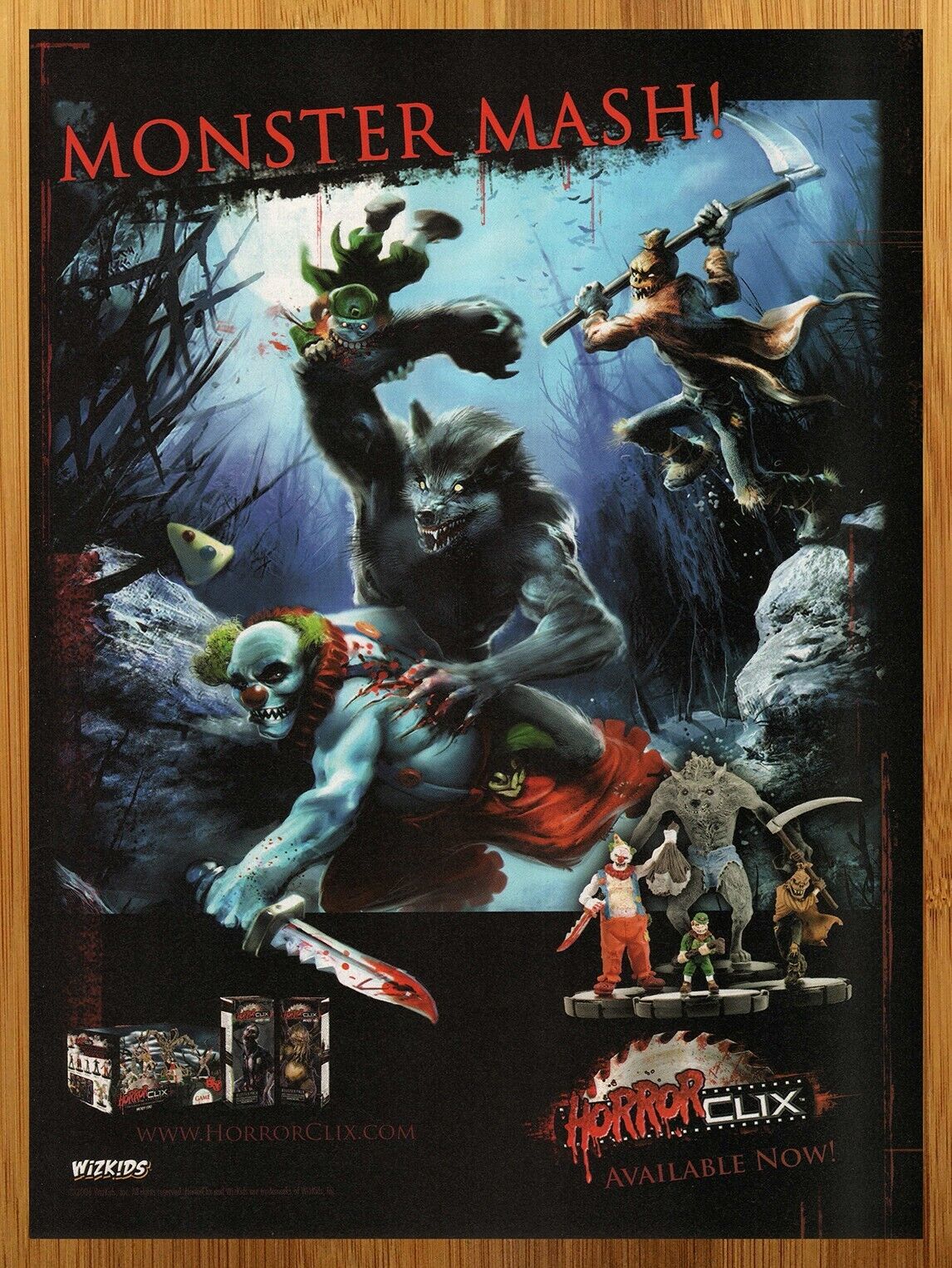 2006 HorrorClix Game Figures Print Ad/Poster Horror Werewolf Miniatures Art 00s