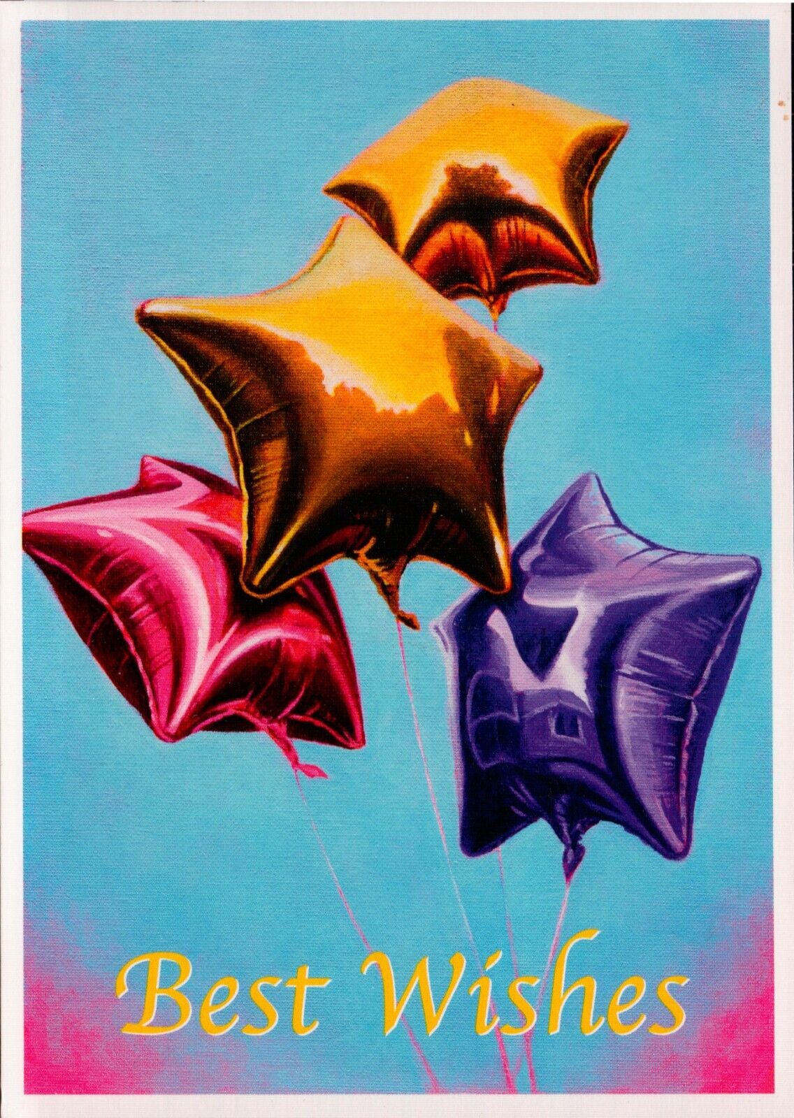Postcard Best Wishes Celebration Balloons from painting by Mariam Pare