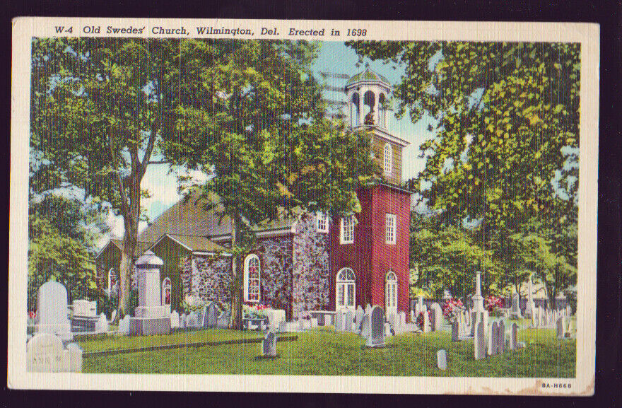 DELAWARE DE 1954 Wilmington Old Swedes\' Church Linen  Postcard