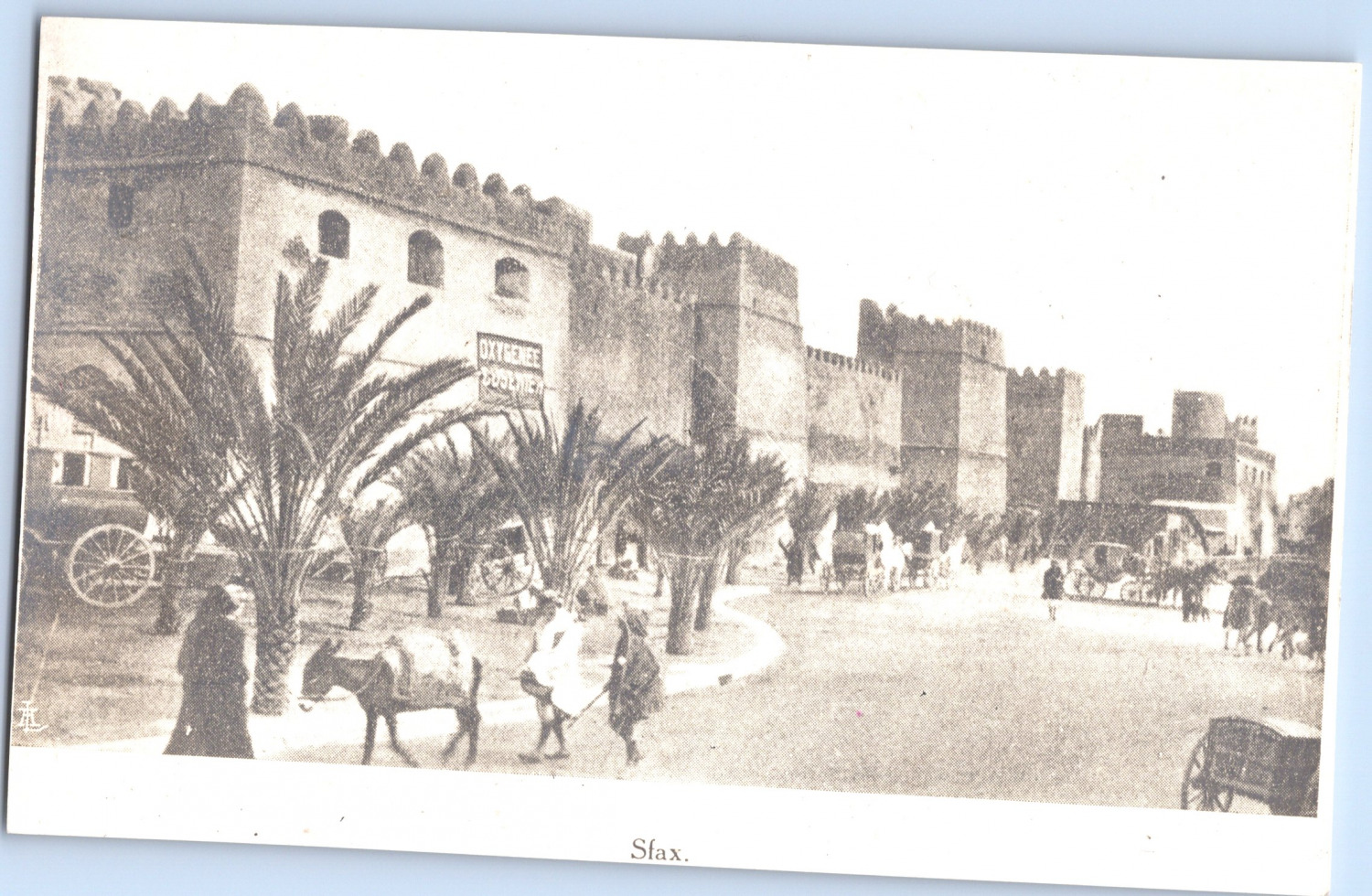 Tunisia, Sfax, fortress, vintage citrate print, circa 1910 vintage print, 