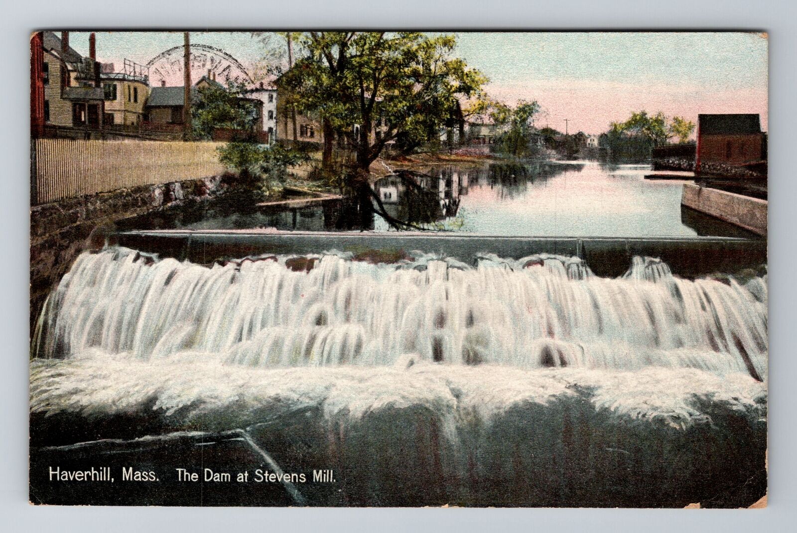Haverhill MA-Massachusetts, The Dam At Stevens Mill, Antique, Vintage Postcard