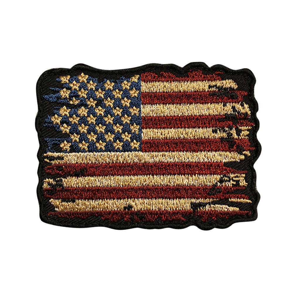 Distressed American Flag Vintage Look Patch (3.0 inch- iron on sew on MTB2) 