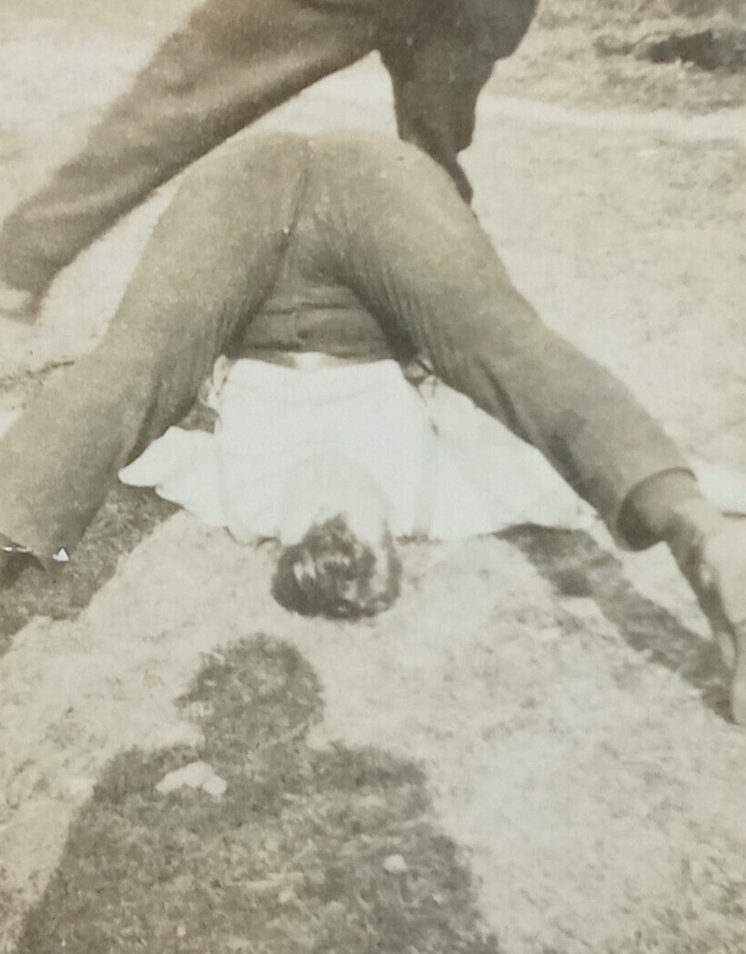 c.1930s Funny Spread Eagle Face Plant Man Ground Fail Country Vintage Photograph