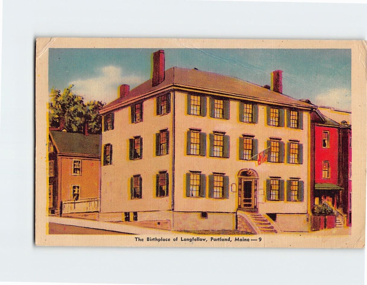 Postcard Birthplace of Longfellow Portland Maine USA