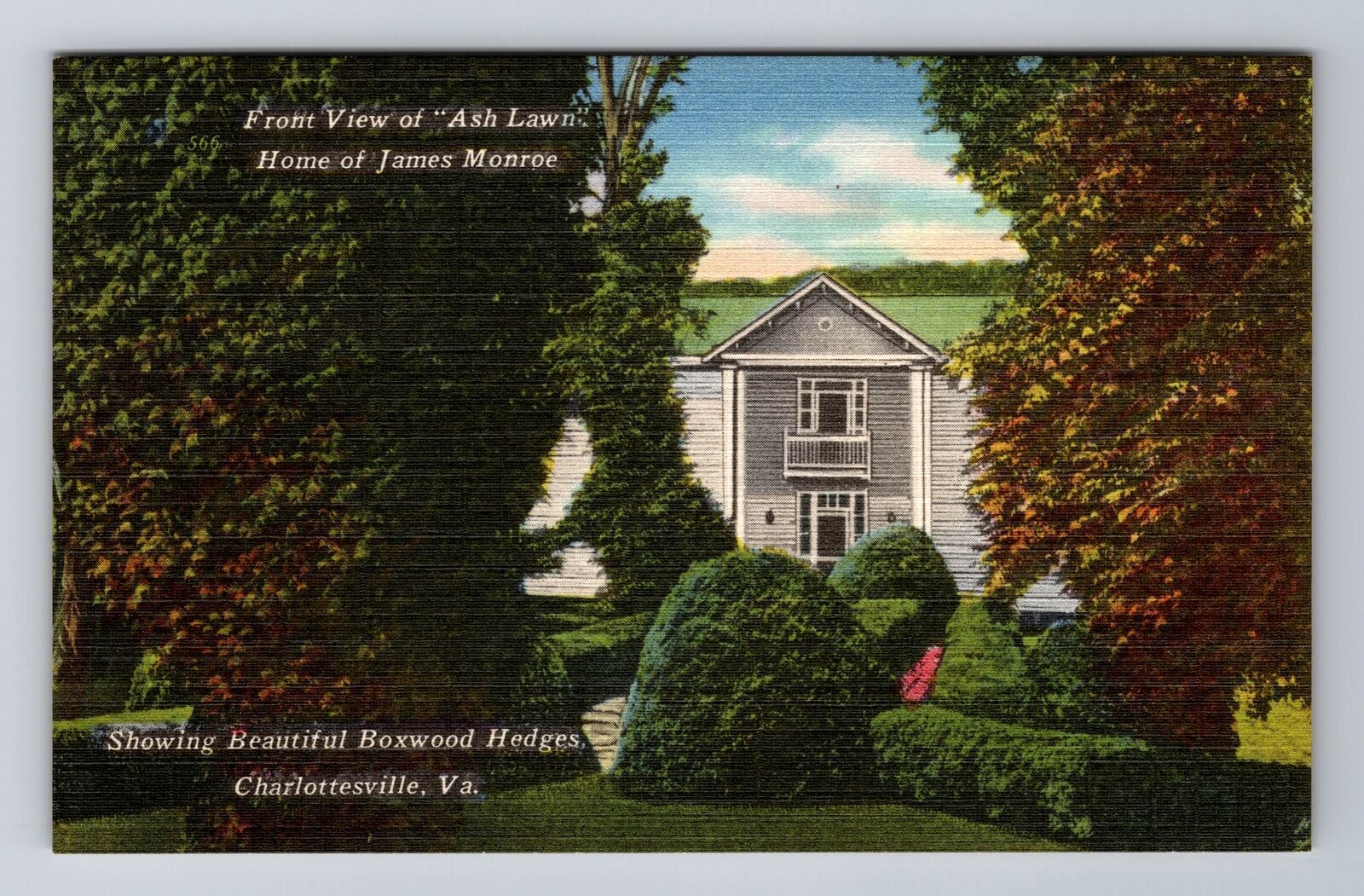 Charlottesville VA-Virginia, Ash Lawn, James Monroe Home, Vintage Postcard