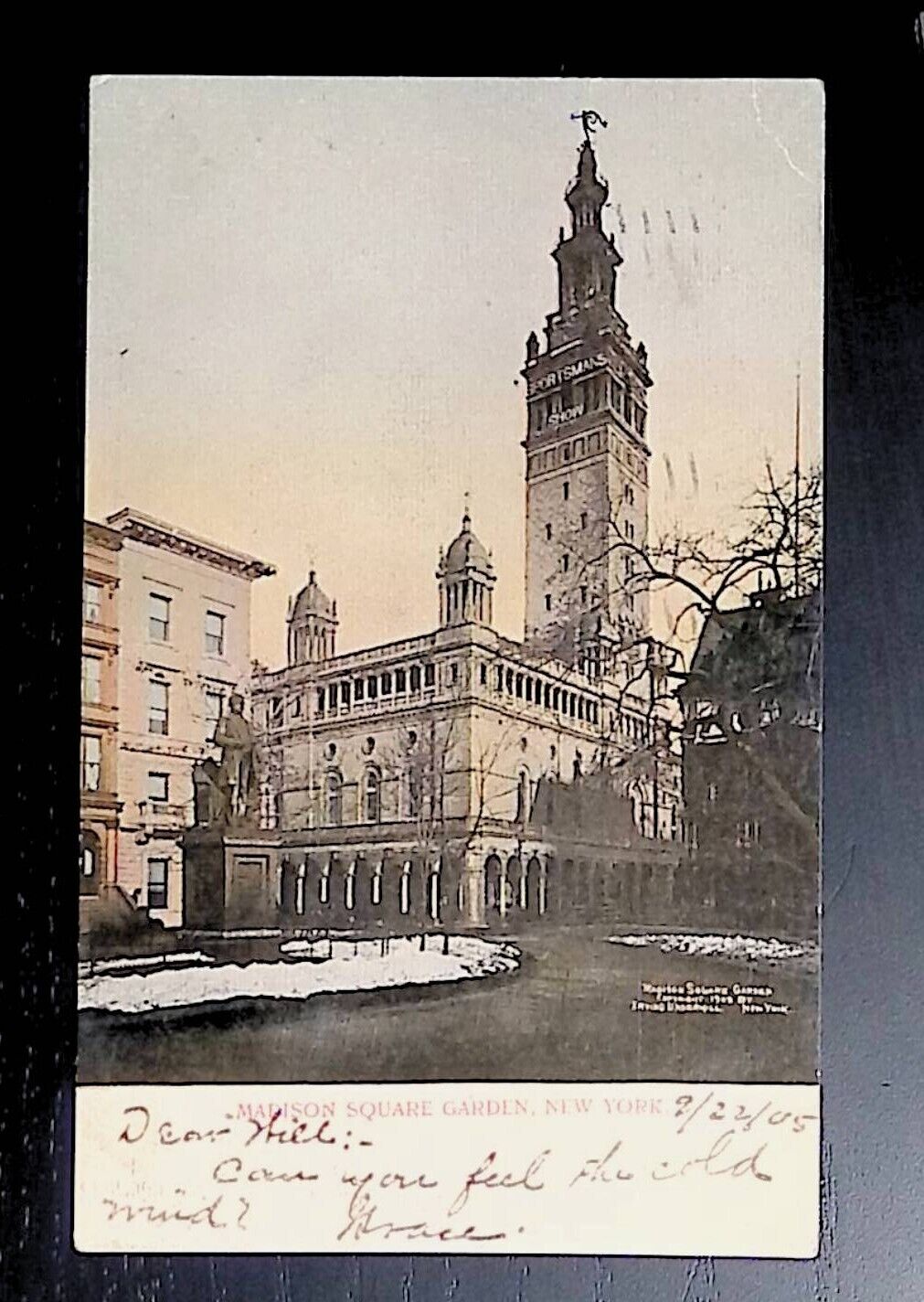 Postcard 1905 Madison Square Garden Underhill Glitter/Mica NYC New York B155