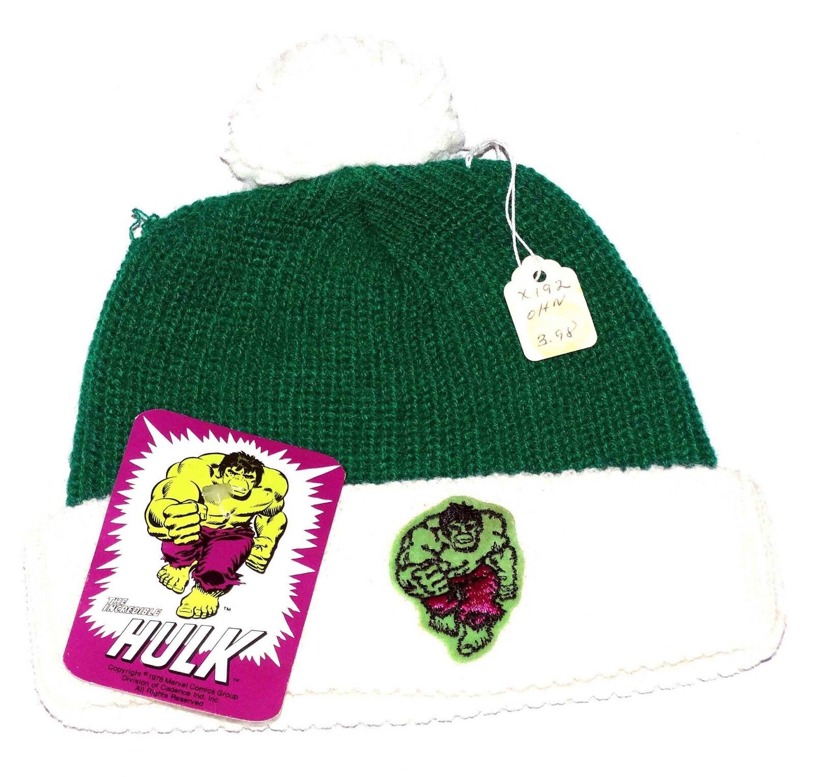 Incredible Hulk Beanie Knit Cap/Hat with Patch Marvelmania Vintage 1978 Tagged