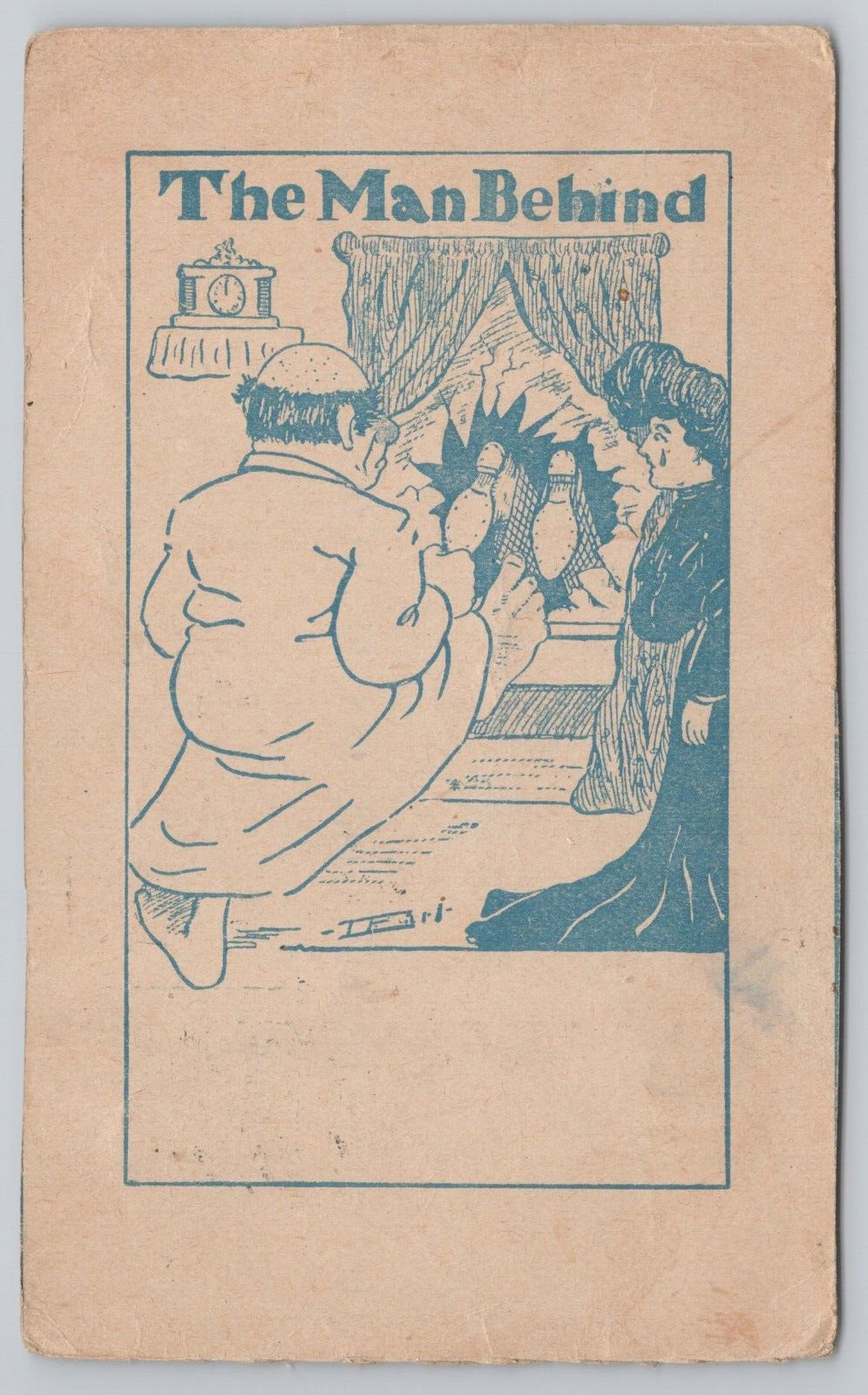Postcard The Man Behind. Kicking Guy Through a Window. Comedy, Vintage PM 1907