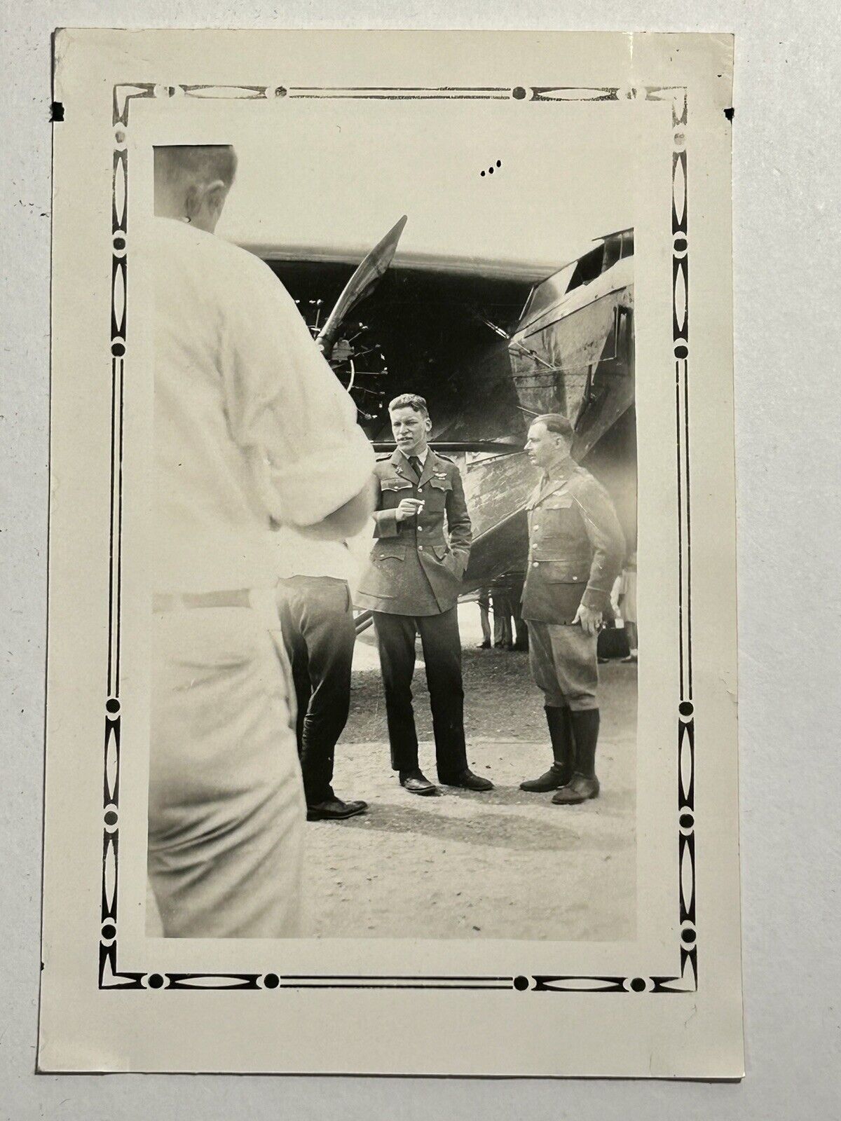 WW1 US Airforce Photograph Airmen In Uniform On Base Aircraft Plane