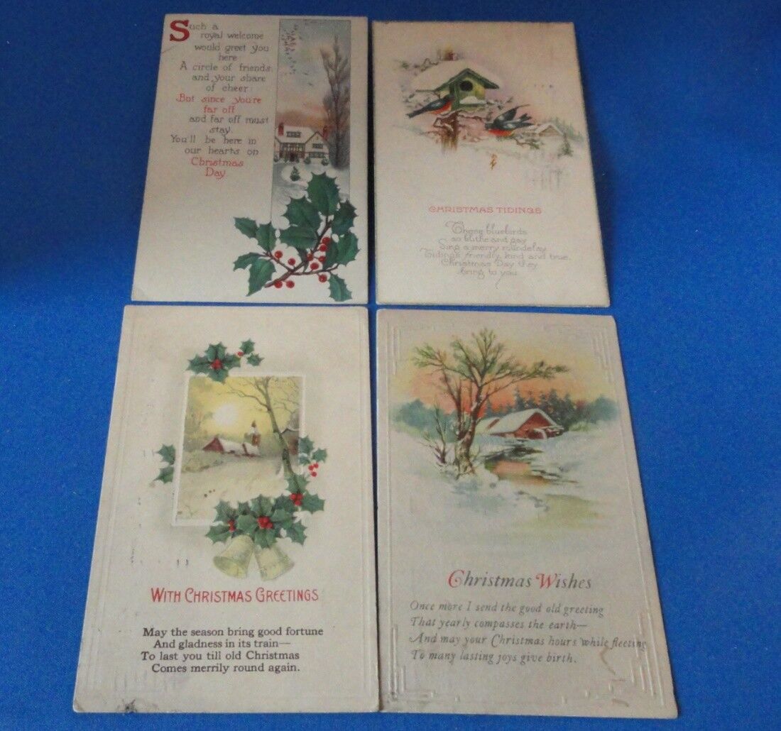 (4) Antique Post Card(s) - Christmas - 1921 1923  etc