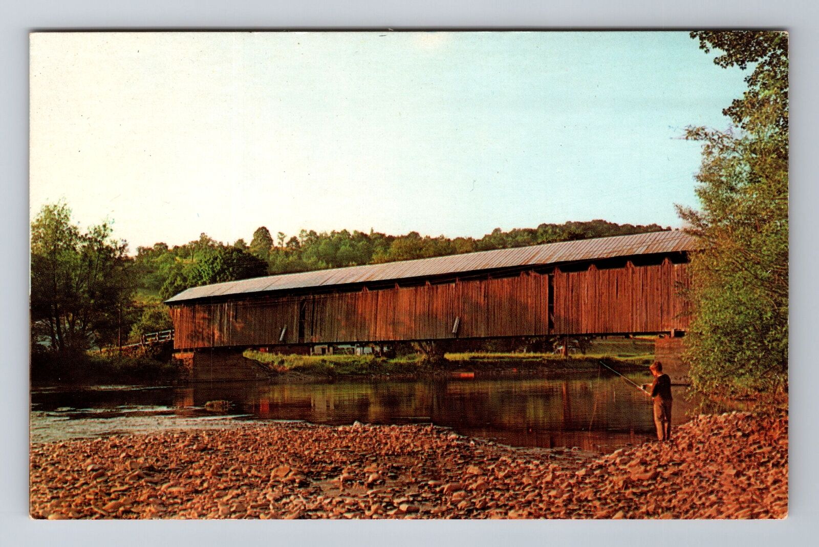 Downsville NY-New York, Covered Bridge, Delaware River, Vintage Postcard