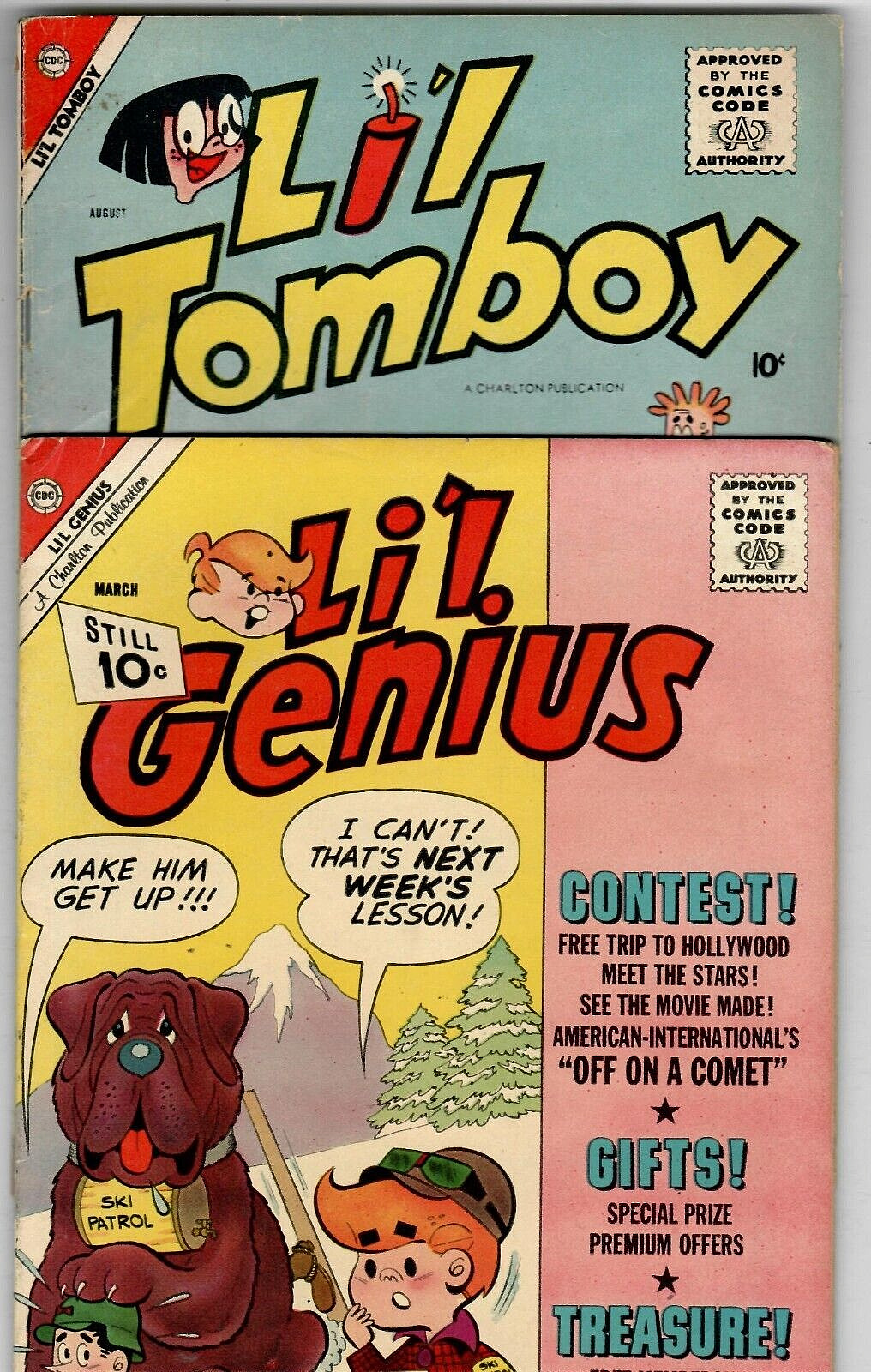 Li'l. Genius # 3 (5.5) 3/1962 & Li'l Tomboy # 100 (4.5) 8/1958 CDC 10c Silver