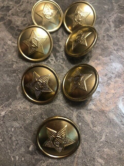 Vintage  Lot of 7  Gold Tone Russian buttons w/hammer & sickle