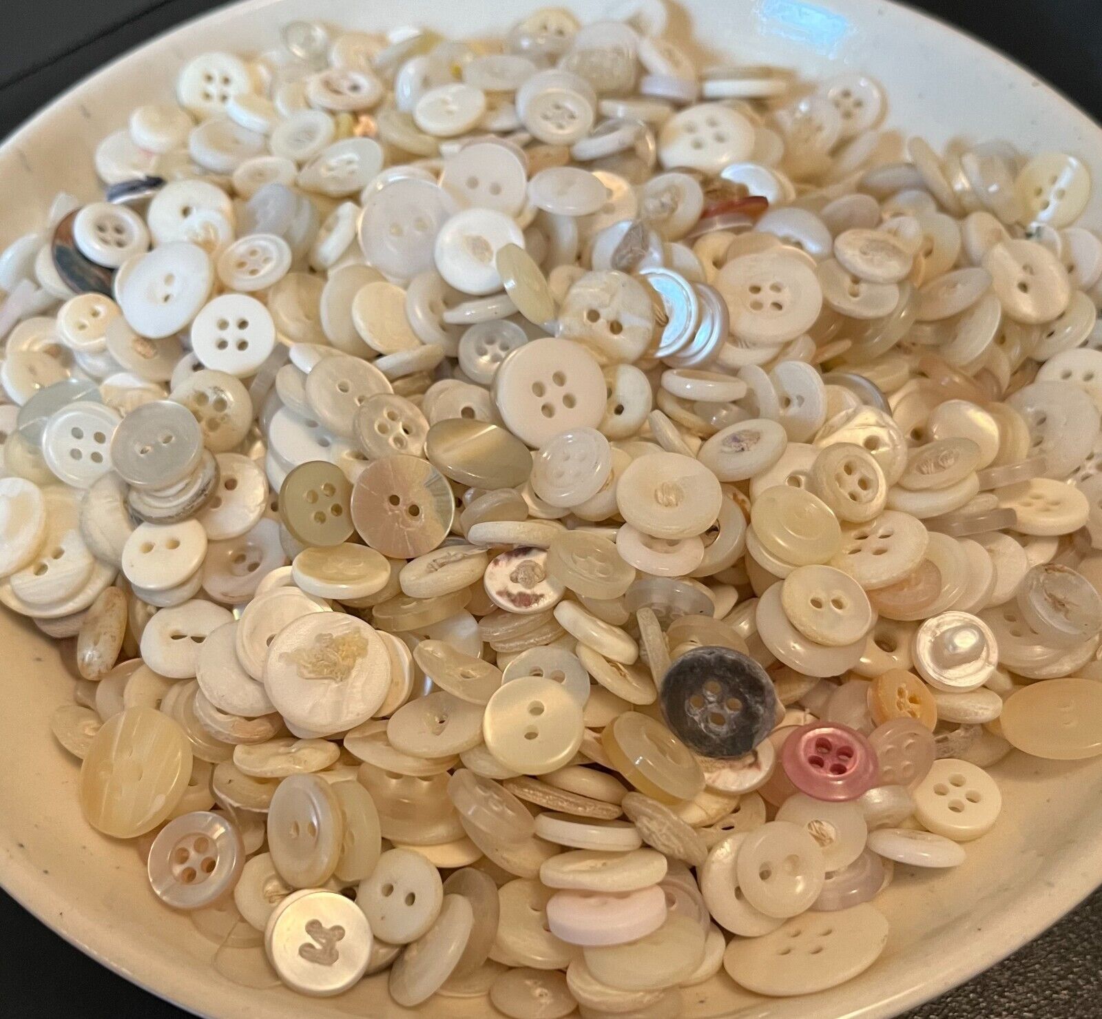 Lot of 200+ Vintage Small MOP Mother of Pearl Buttons Some Shank Art Crafts