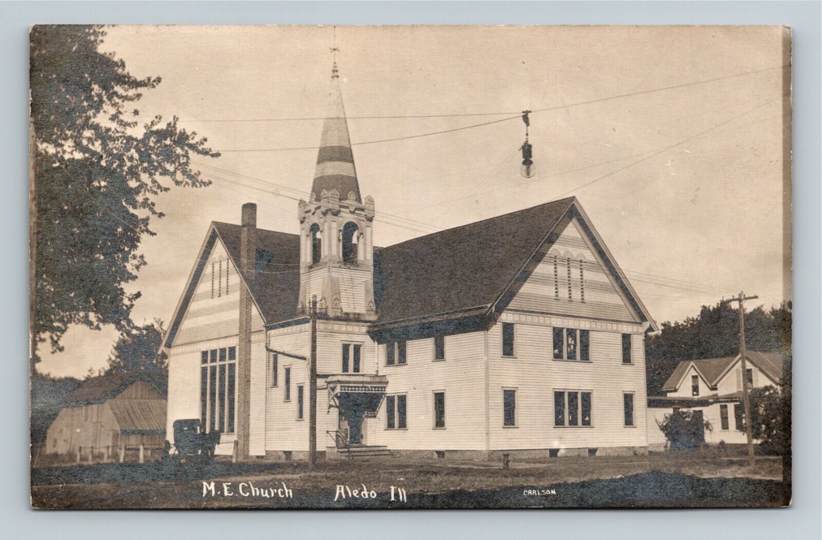RPPC Aledo IL-Illinois, Methodist Episcopal Church, Real Photo Vintage Postcard