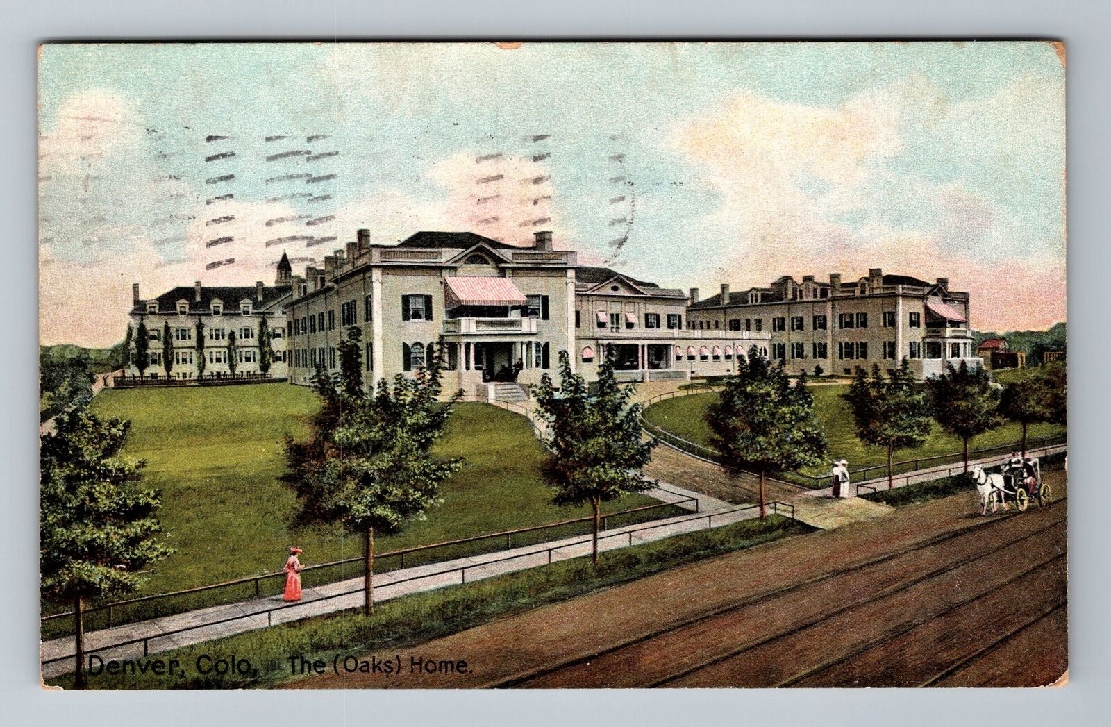 Denver CO-Colorado, Air View, The Oaks Home, c1908, Vintage Postcard
