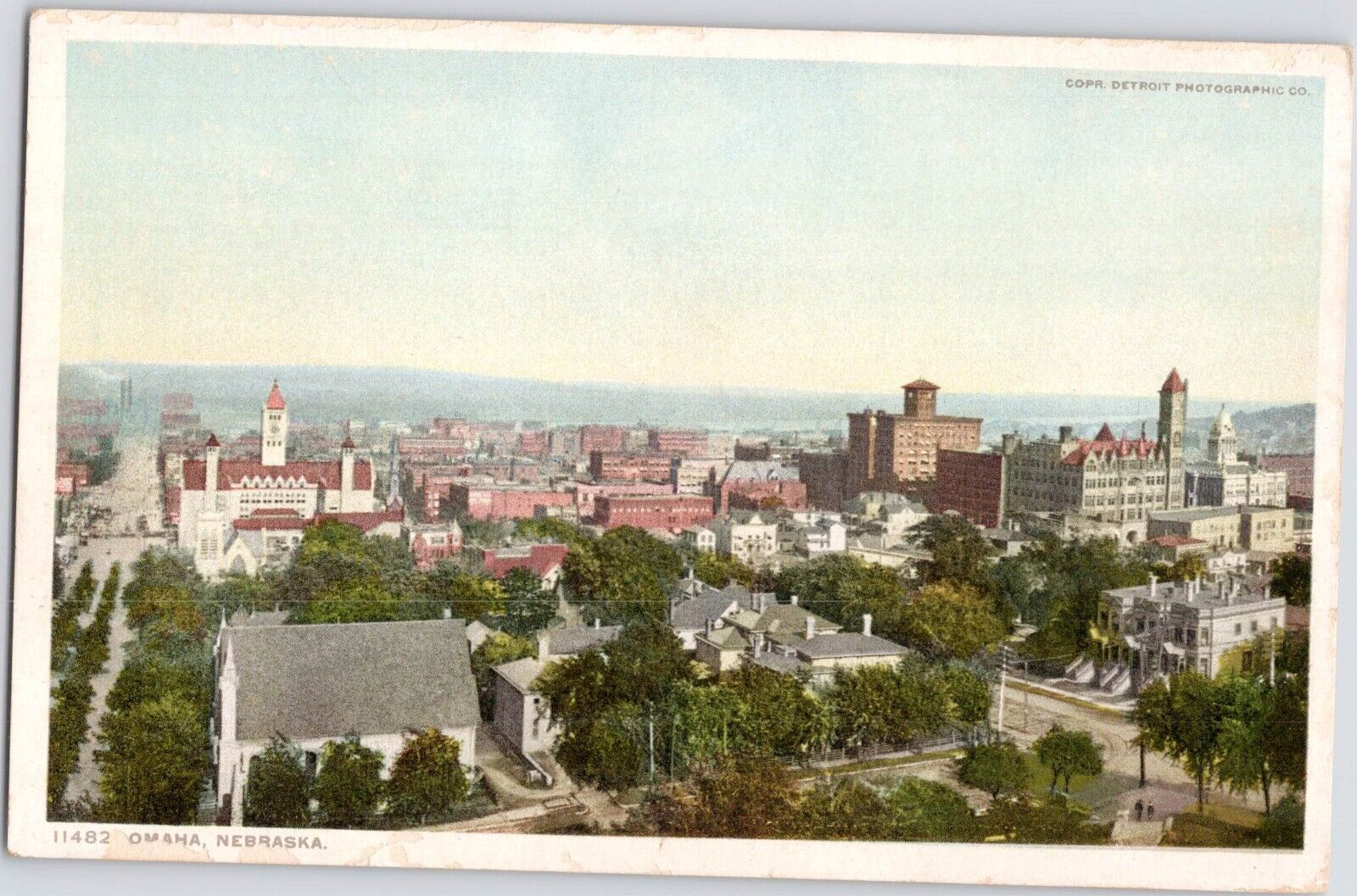 c 1920s Omaha, Nebraska Bird\'s Eye View Aerial Vintage Postcard
