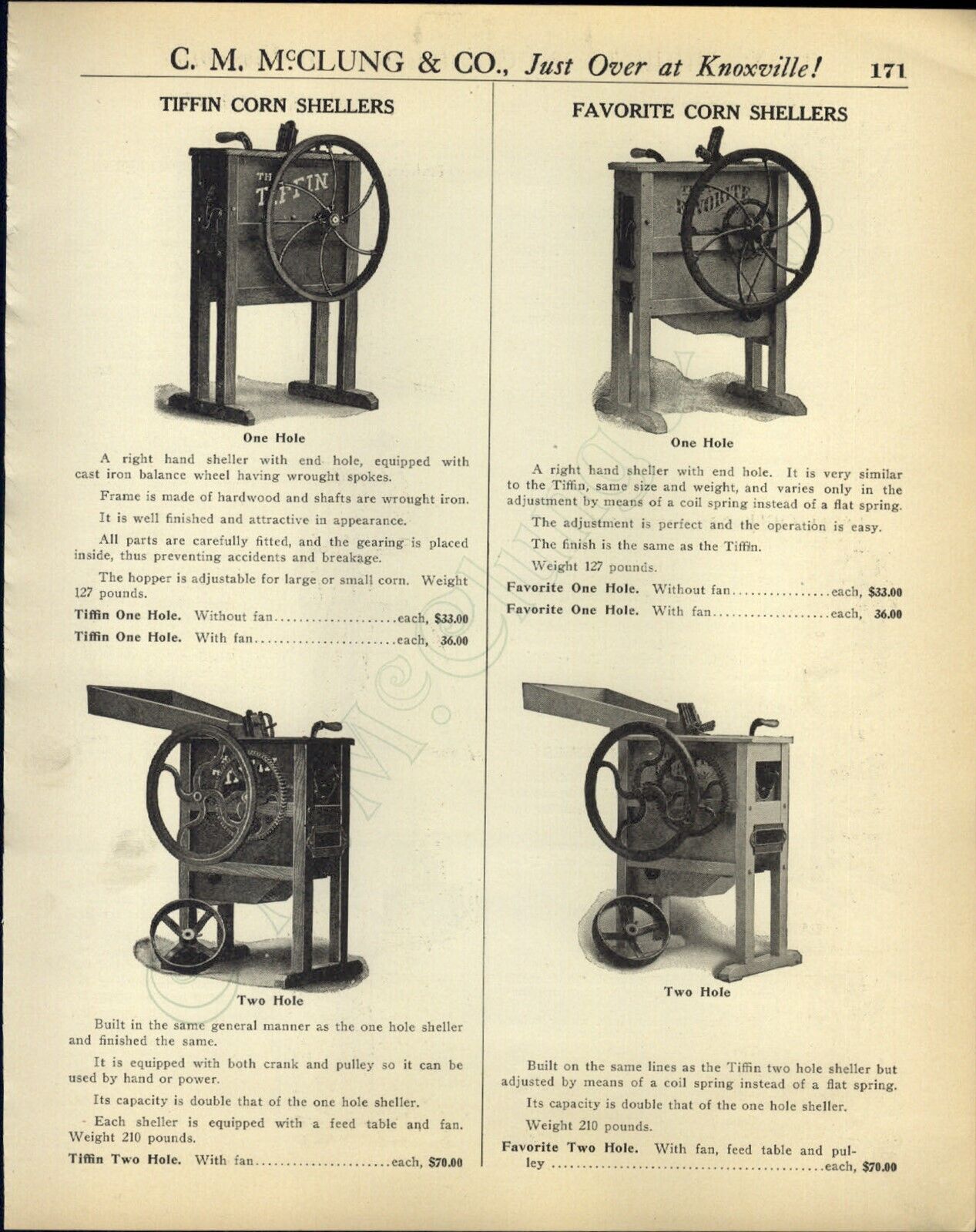 1922 PAPER AD Tiffin Favorite Corn Sheller Eagle Cider Mill Stearns Bone Cutter