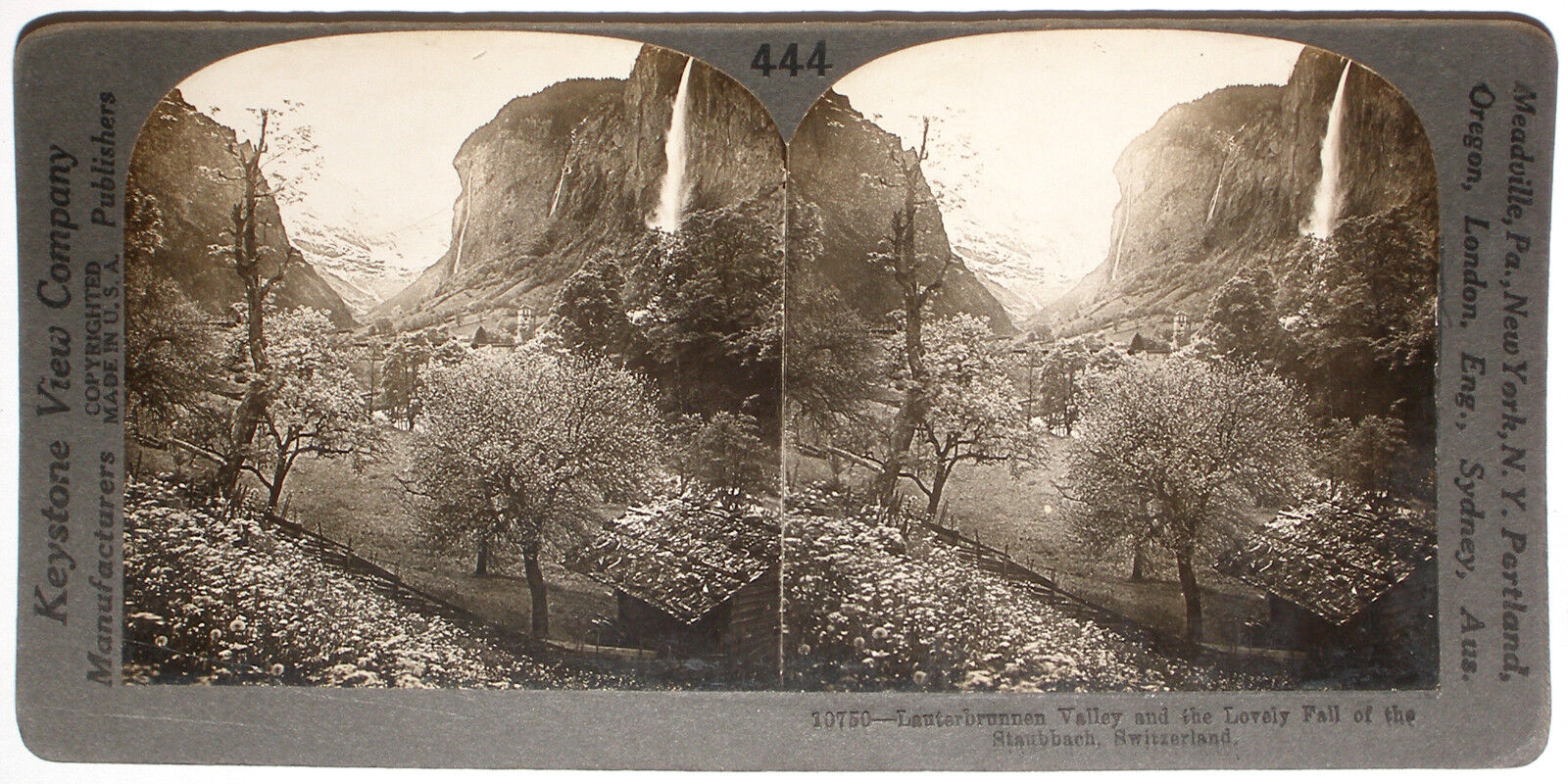 Keystone Stereoview Lauterbrunnen Valley, Switzerland 1910’s Education Set #444