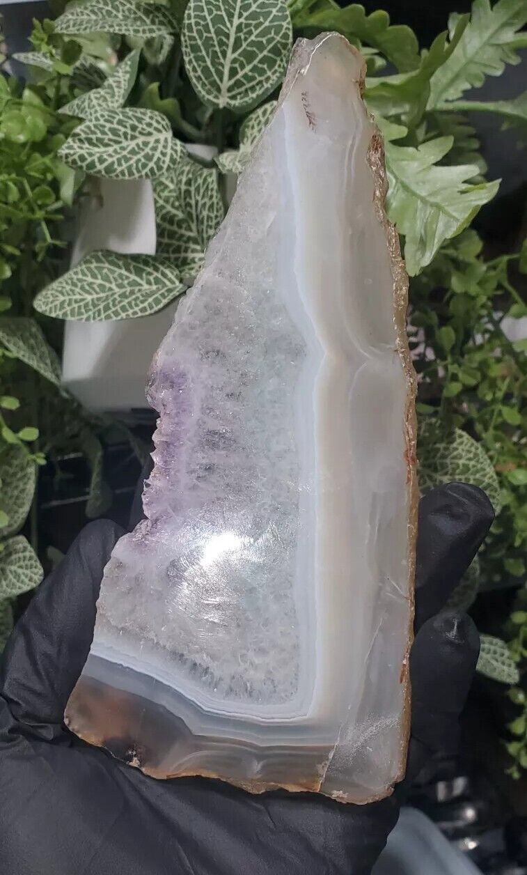 Natural  Banded Agate With A Pinch Of Amethyst 198g Slab