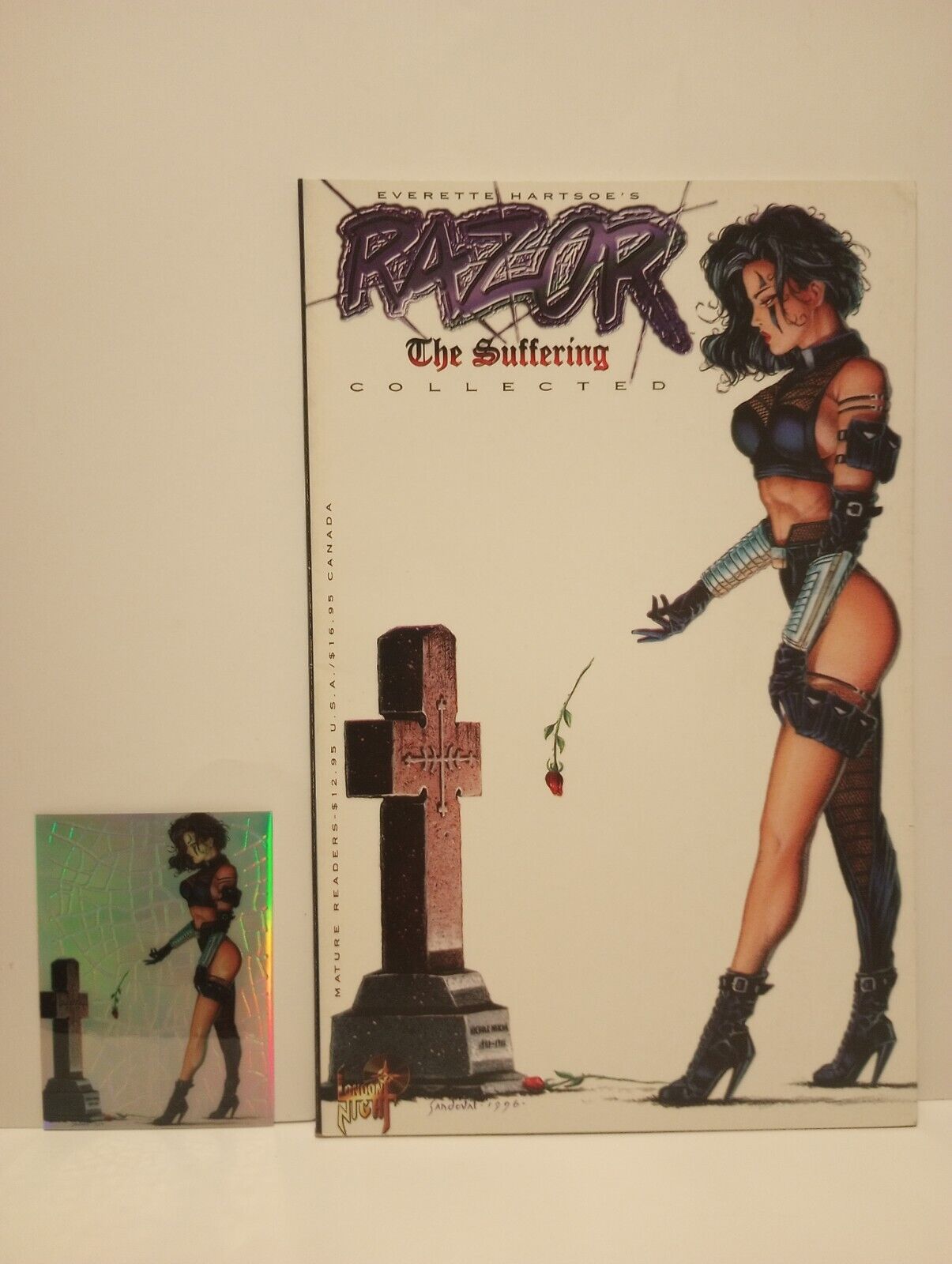 Razor The Suffering Collected B&W Comic Book With Trading card Rare Vintage Vtg